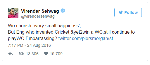 Sehwag Vs Piers Morgan Twitter Battle